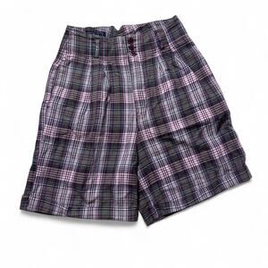 BEST American Clothing Co. 90s Vintage Pink Plaid Cotton Bermuda Shorts 24”